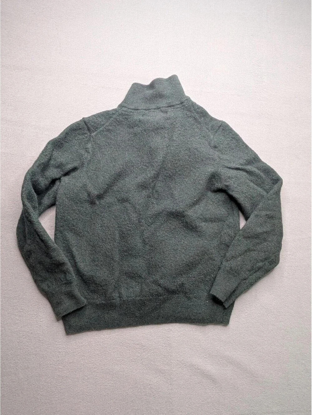 Christian Lacroix Sweater boys M Green Merino Wool 1/4 Zip Mock Neck Pullover